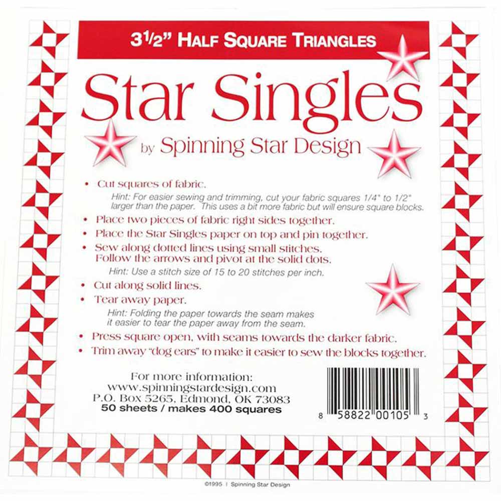 3.5 Finished Star Singles: Half Square Triangle Papers with Spinning Star Designs