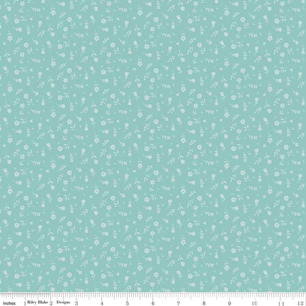 Riley Blake Bunny Trail Aqua Yardage by Dani Mogstad - Irresistible Easter Fabric!