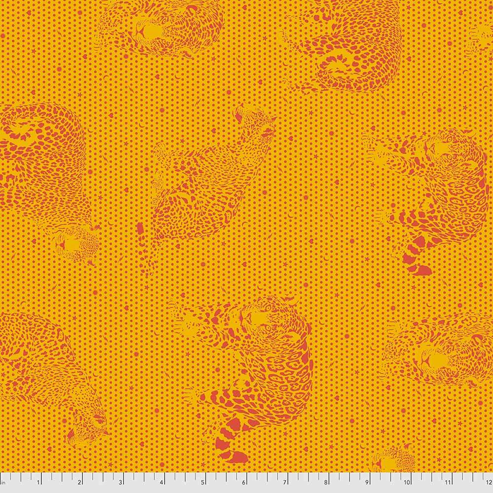 FreeSpirit's Daydreamer by Tula Pink - Little Jaguars Papaya Yardage: Unleash Your Imagination!