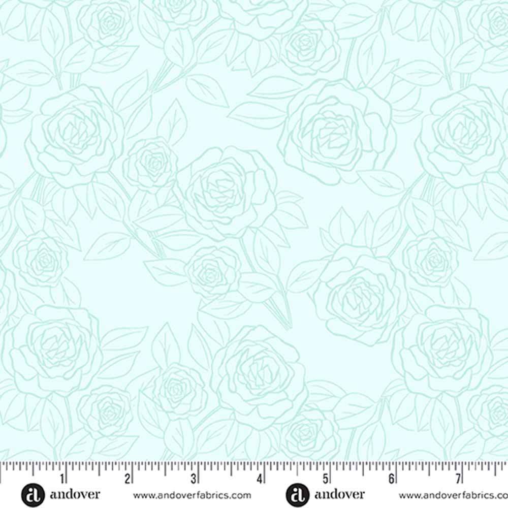 Andover Fabrics - Color Me Pretty by Stephanie Organes - Rose Bloom Water Yardage: A Floral Dream!