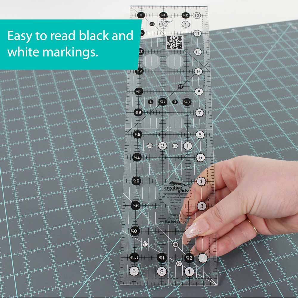 Incredible Creative Grids 3-1/2in x 12-1/2in Ruler: A Must-Have for Precision Cutting!