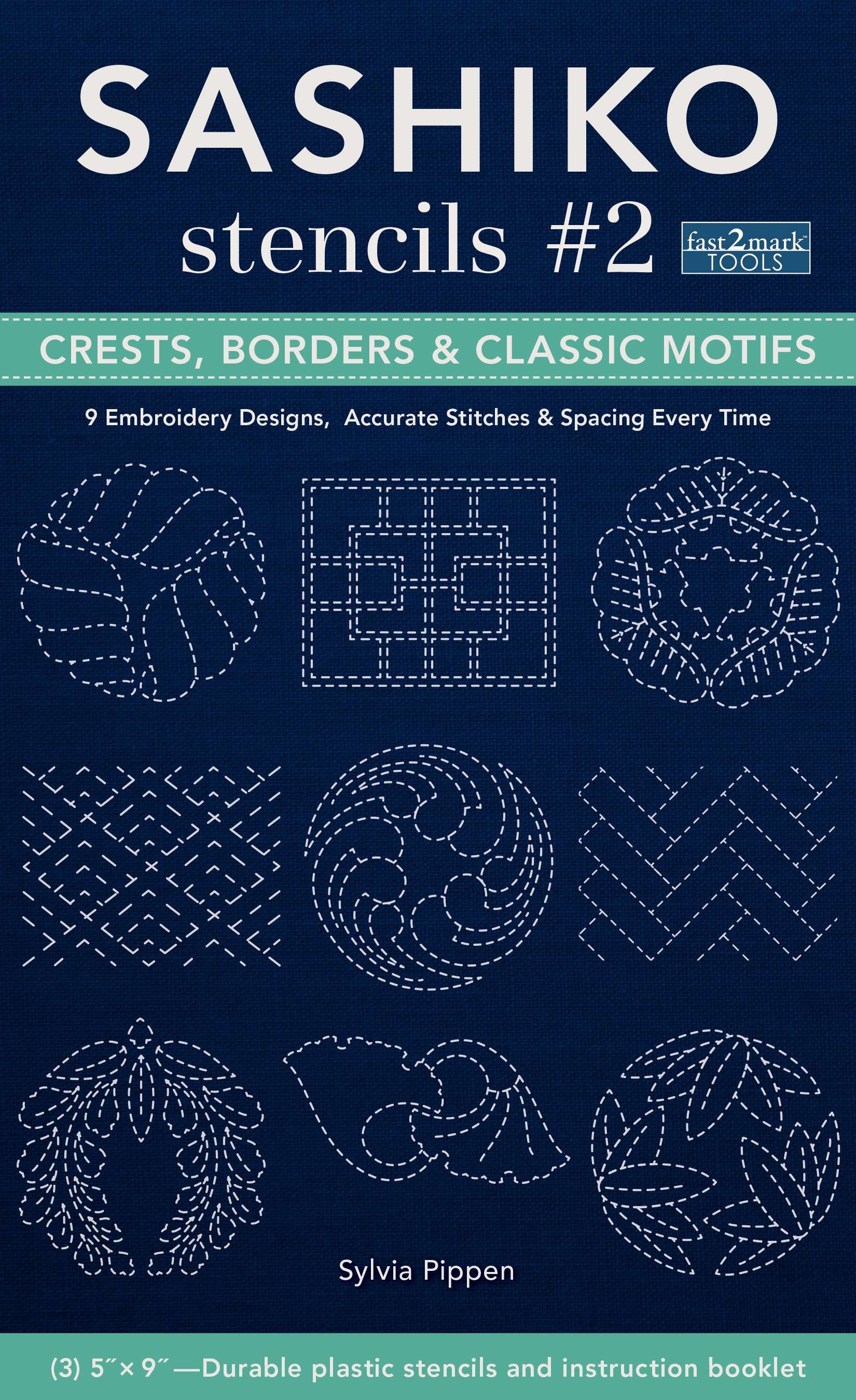 Gorgeous Sashiko Stencils: 2 Crests & Classic Border Motifs