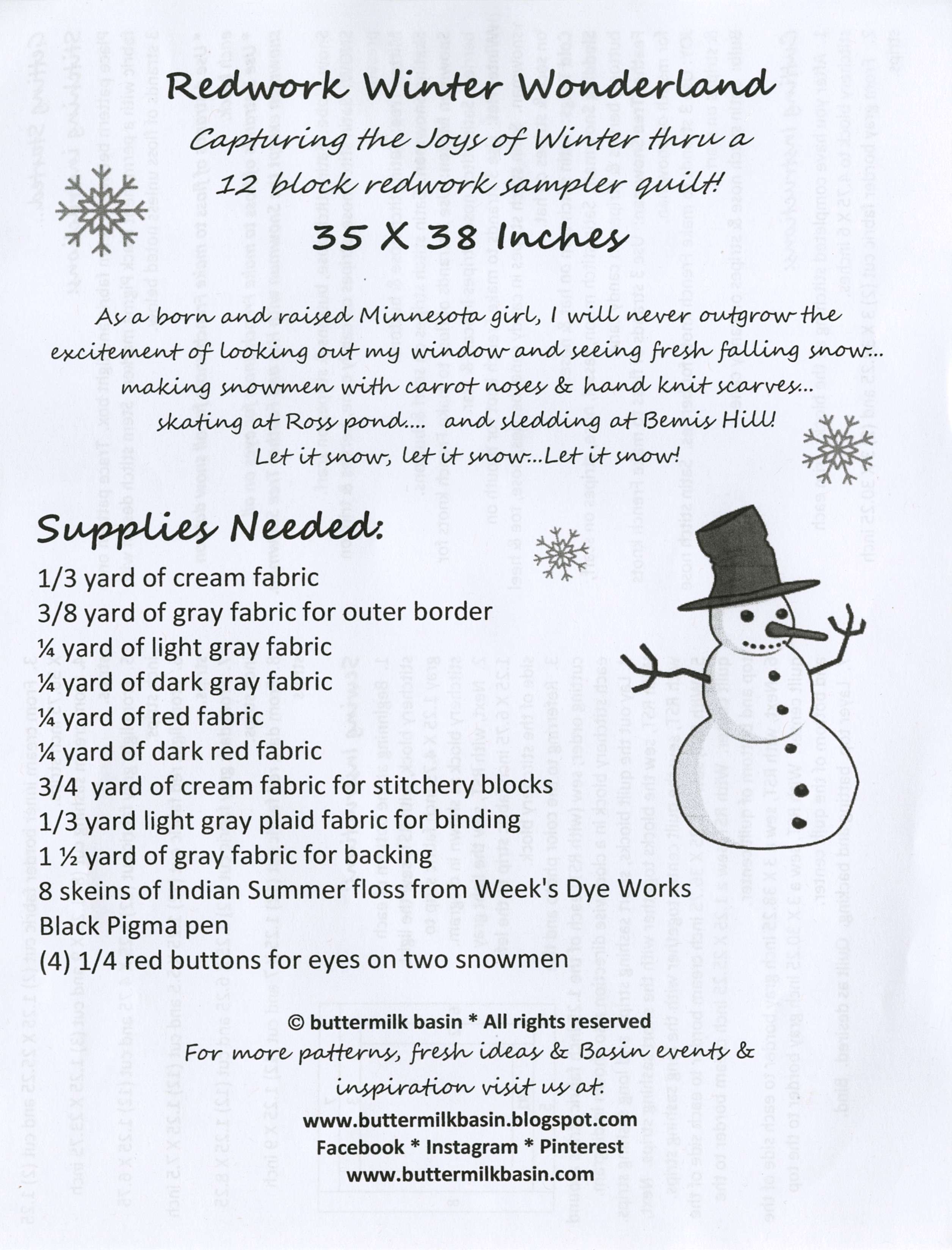 Enchanting Redwork Winter Wonderland Quilt