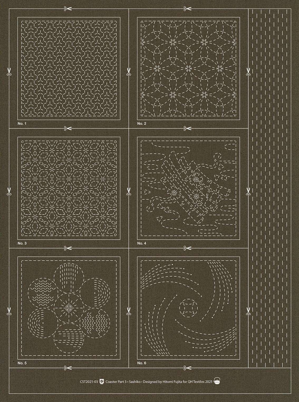 Stunning Sashiko Coaster Pattern 3 Slate - Unleash Your Creativity!