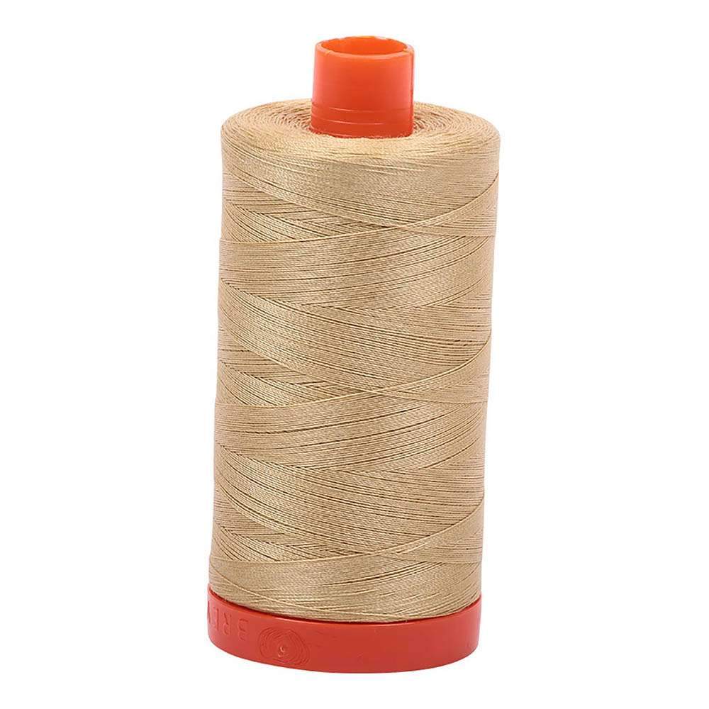 Gorgeous Very Light Brass 50wt Aurifil 100% Cotton Mako Thread - 1,422 Yards Large Spool