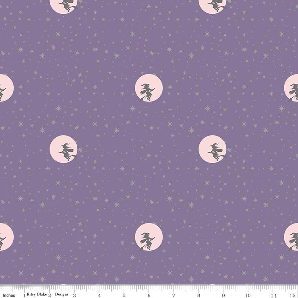 Riley Blake's Spooky Schoolhouse - Melissa Mortenson's Starry Night Lilac Yardage: Create Your Enchanting Project!