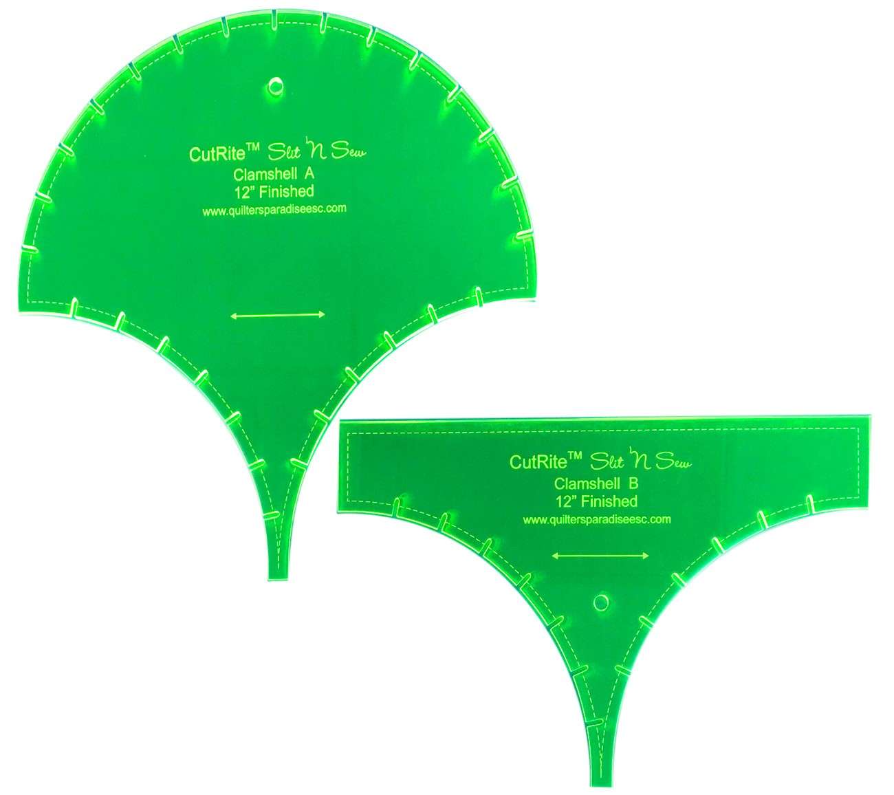 Stunning 12in Finished Slit N Sew Clamshell Template Set