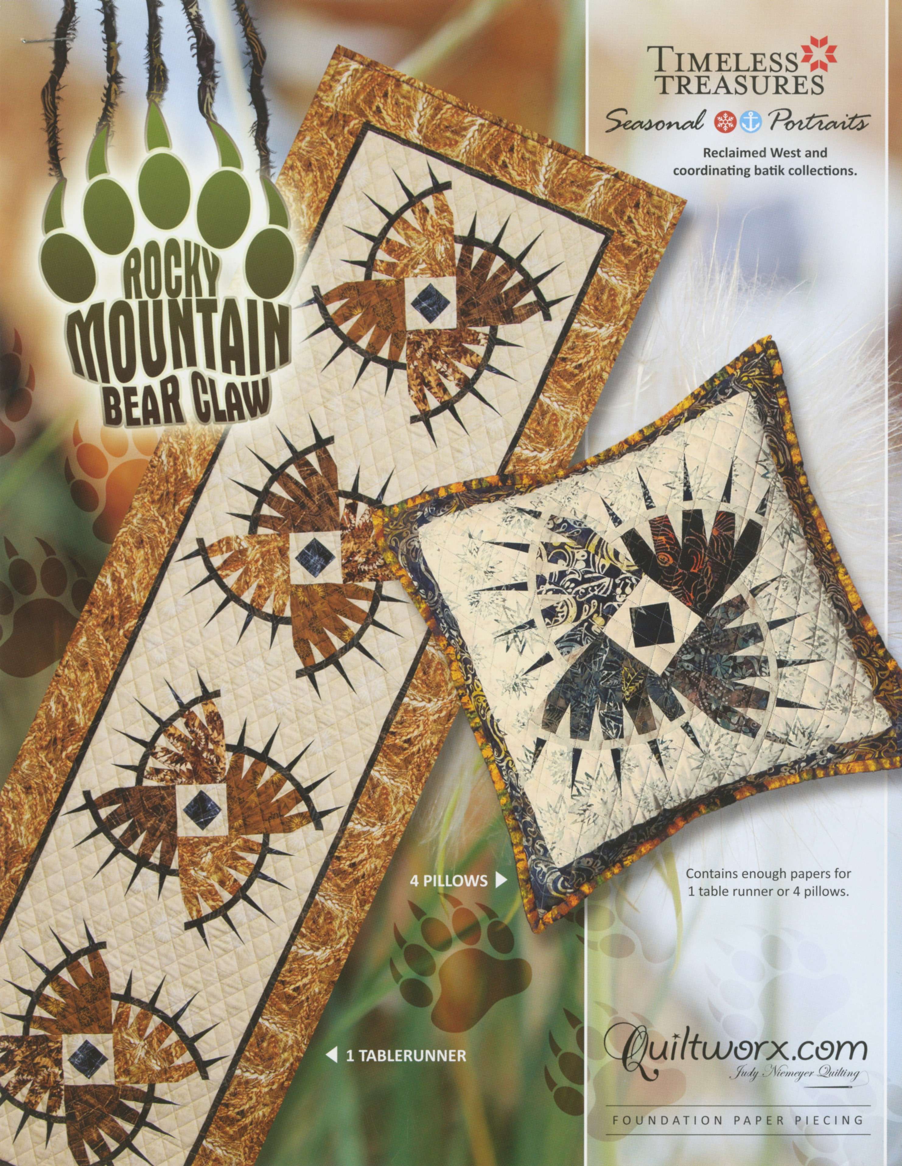 Get the Stunning Rocky Mountain Bear Claw Table Runner Pattern by Judy Niemeyer