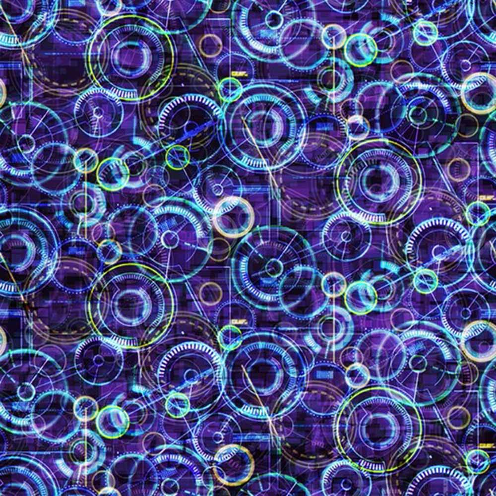 Hoffman Fabrics - Crack the Code - Gears Purple Yardage: Unleash Your Creativity!