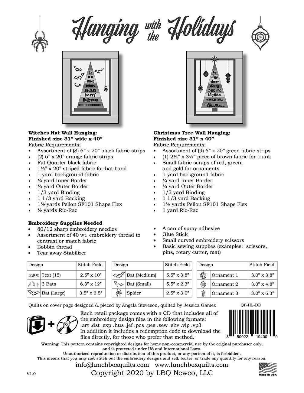 Festive Holidays Applique Machine Embroidery Code & CD - Create Cheerful Wall Hangings!