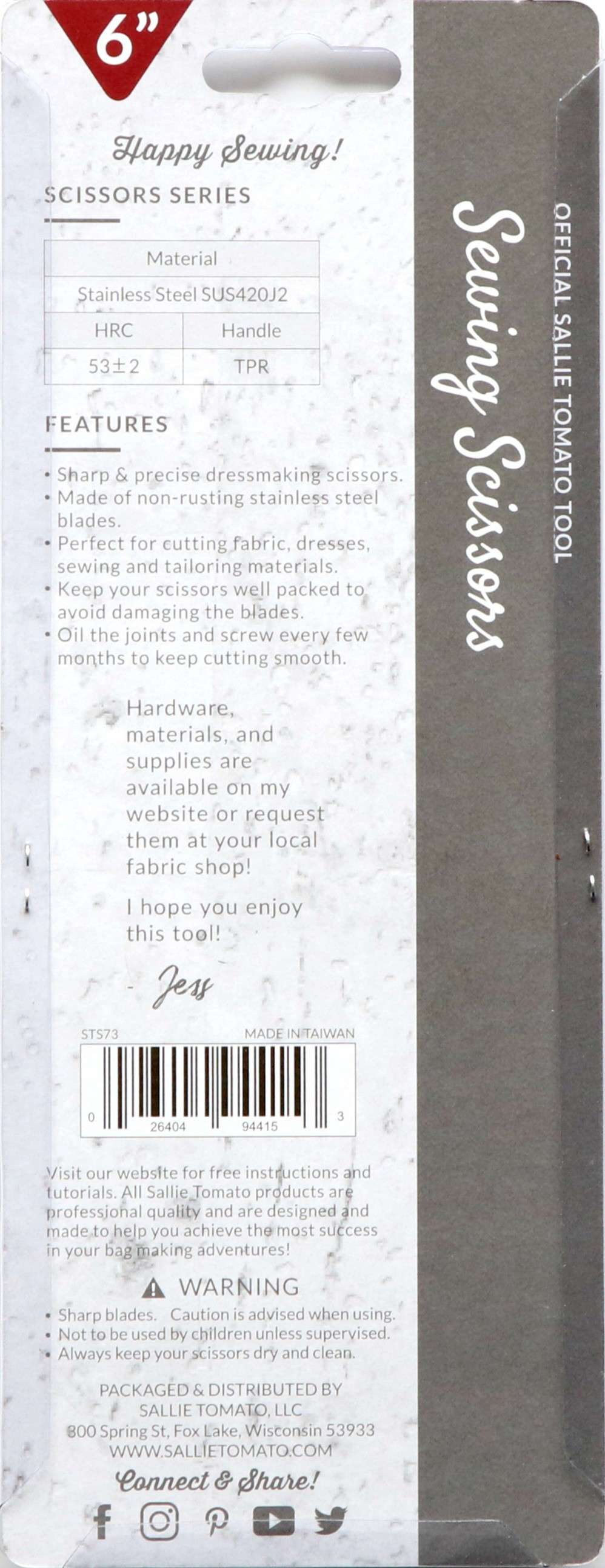 Sallie Tomato Premium Sewing Scissors