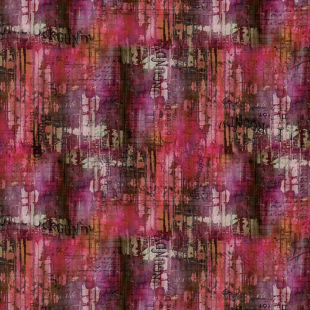 FreeSpirit - Tim Holtz's Abandoned Hotel Burgundy Vineyard Eclectic Elements Fabric Yardage