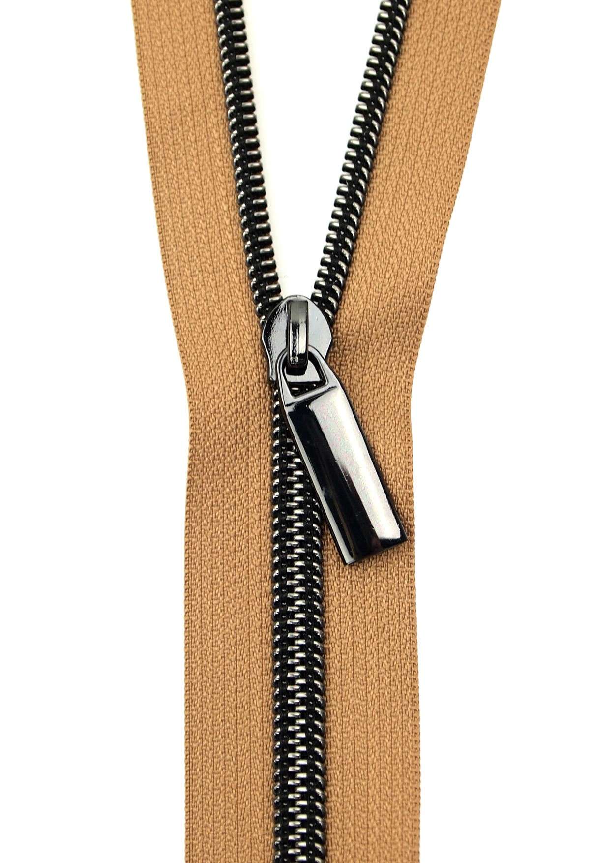 Gorgeous Yard-Long #5 Zippers: Natural Tape with Gunmetal Teeth