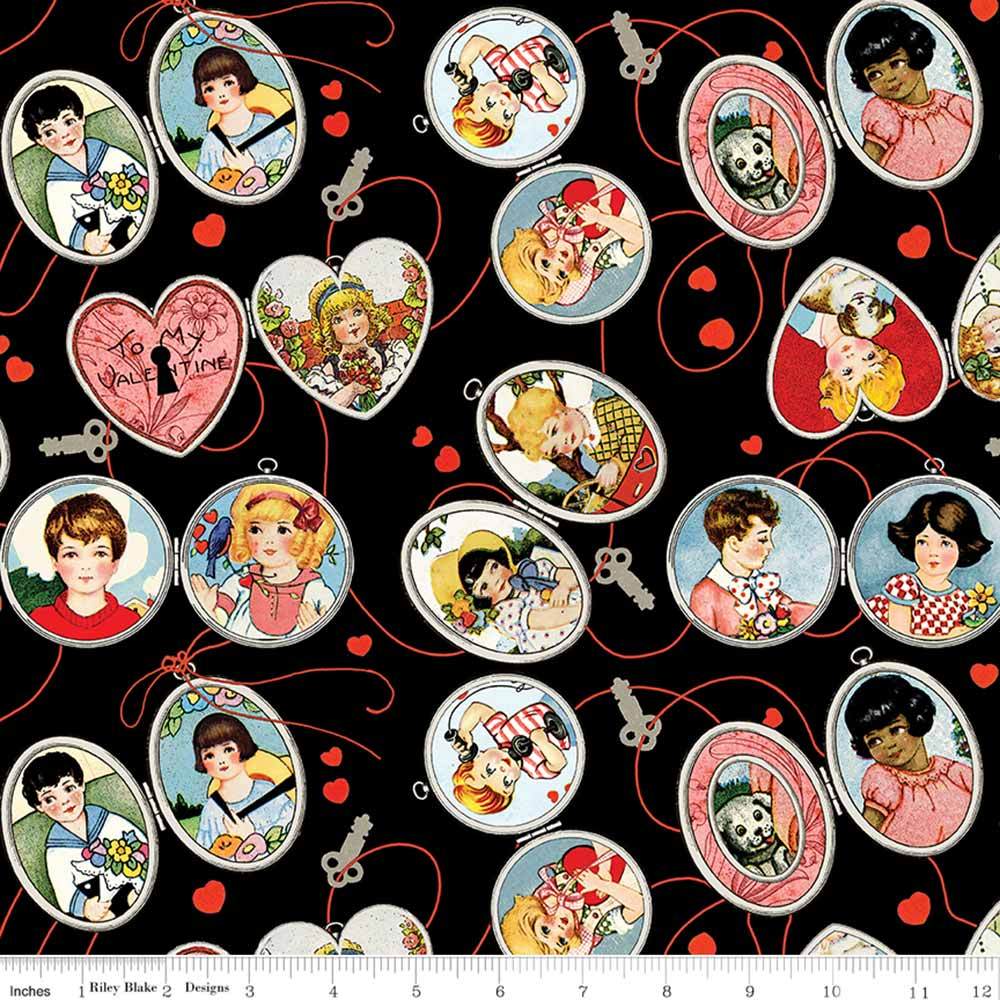 Riley Blake's All My Heart - Key to My Heart Black Fabric Yardage by J. Wecker Frisch