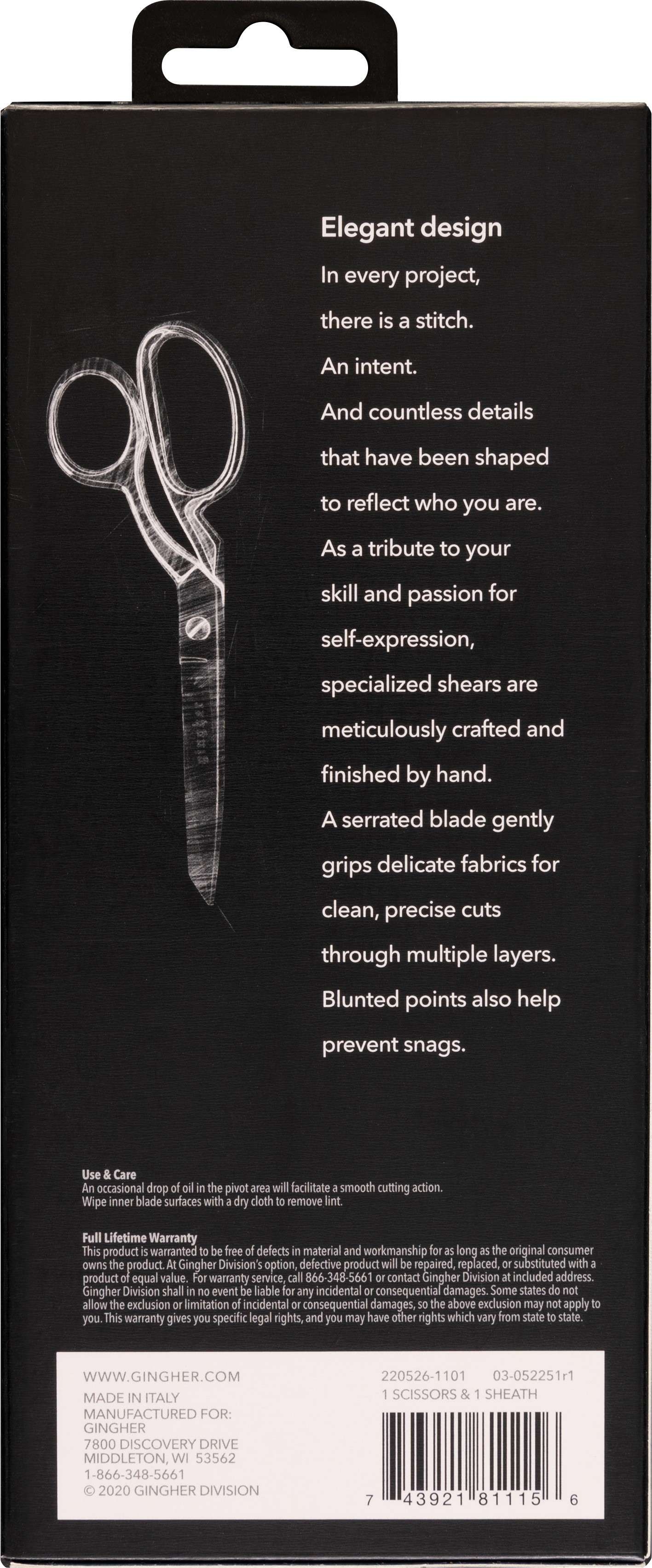 Gingher 8-Inch Blunt-Tip Serrated Dressmaker's Shears: Precision Cutting for Fabrics