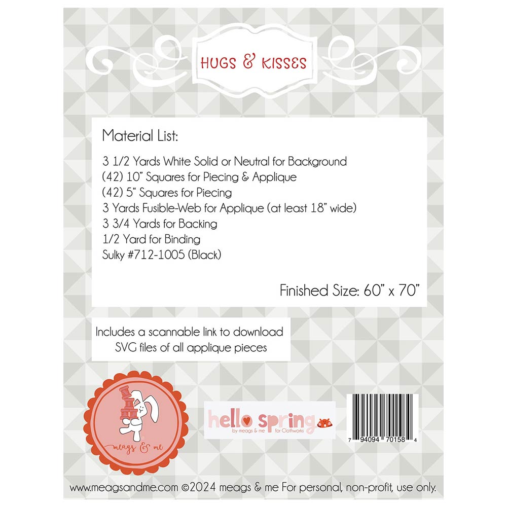 Charming Hugs & Kisses Quilt Pattern