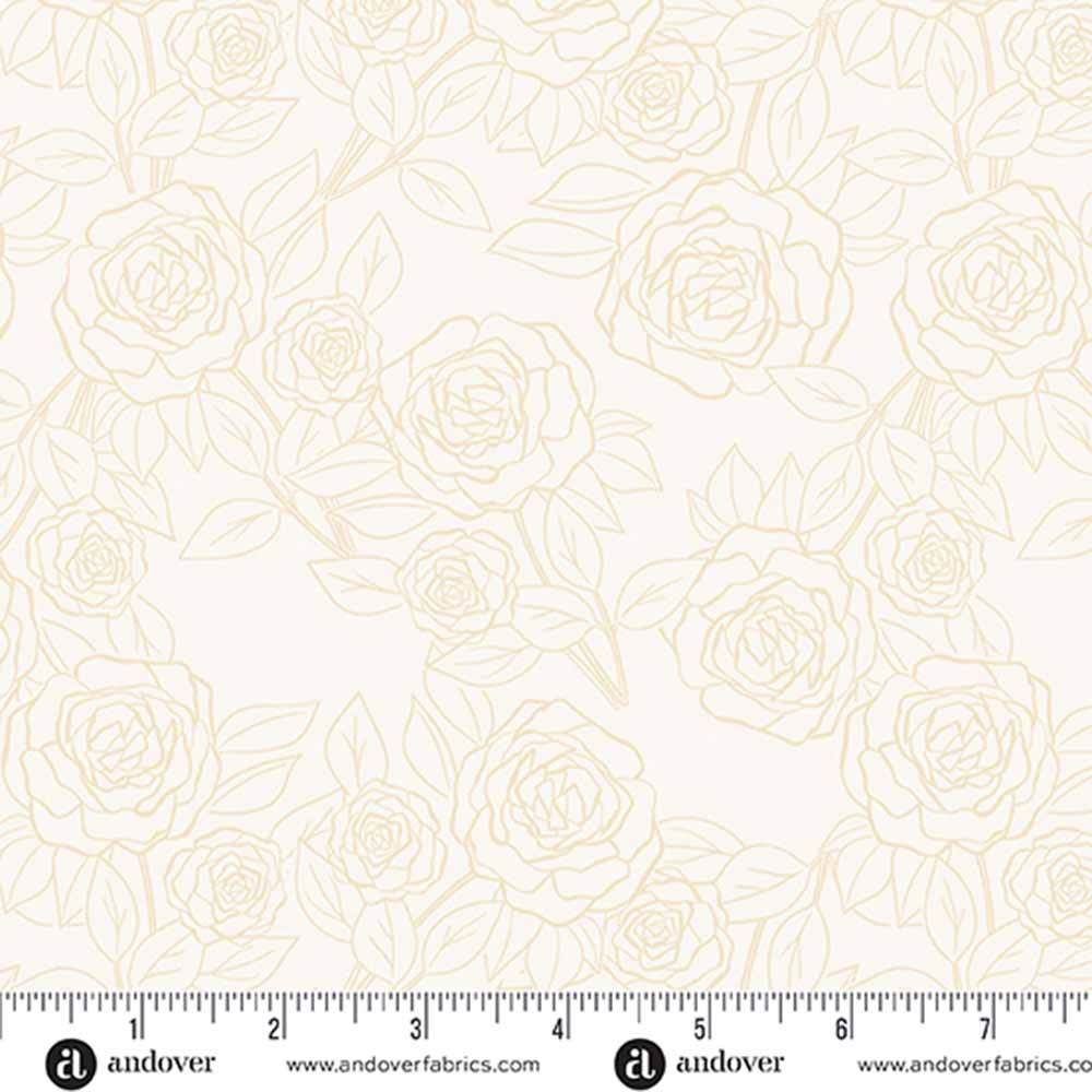 Andover Fabrics - Color Me Pretty by Stephanie Organes - Rose Bloom Cream Yardage: A Floral Dream!