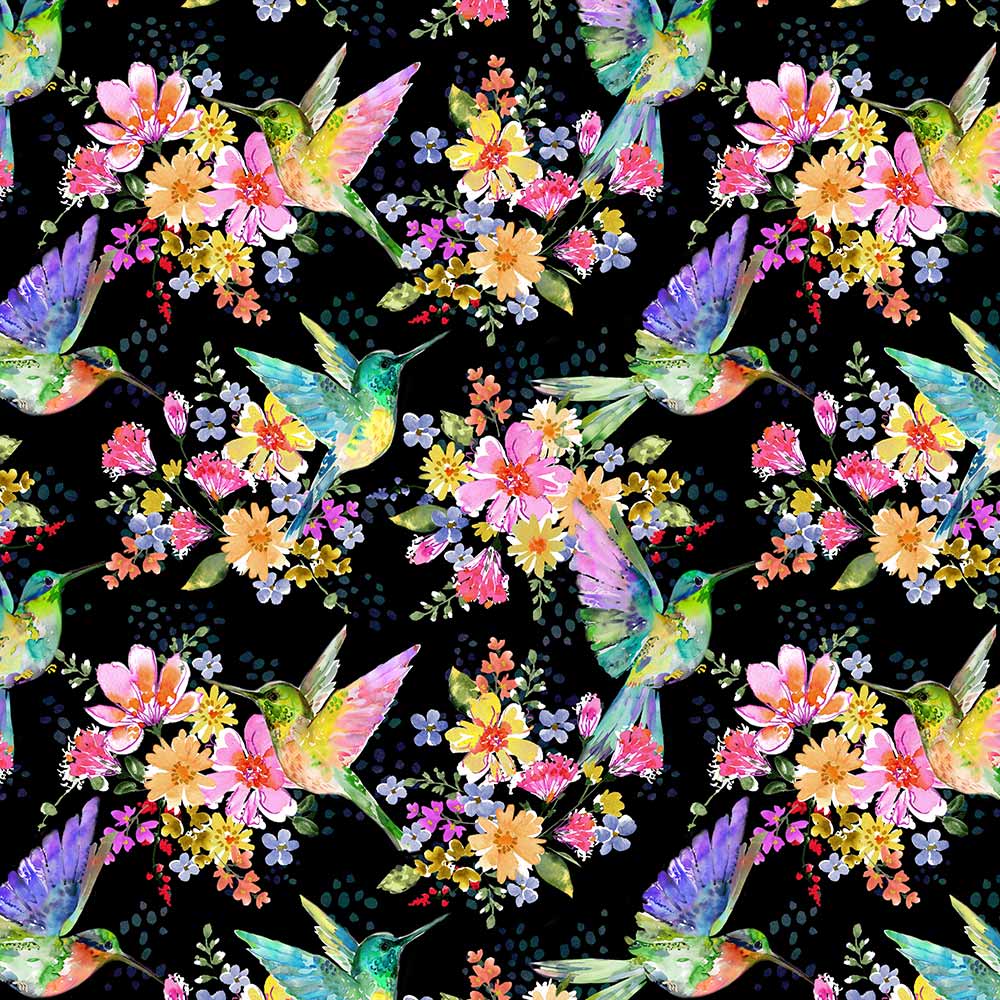 Windham Fabrics - Enchanting Pretty Pollinators Black 108-Wide Yardage