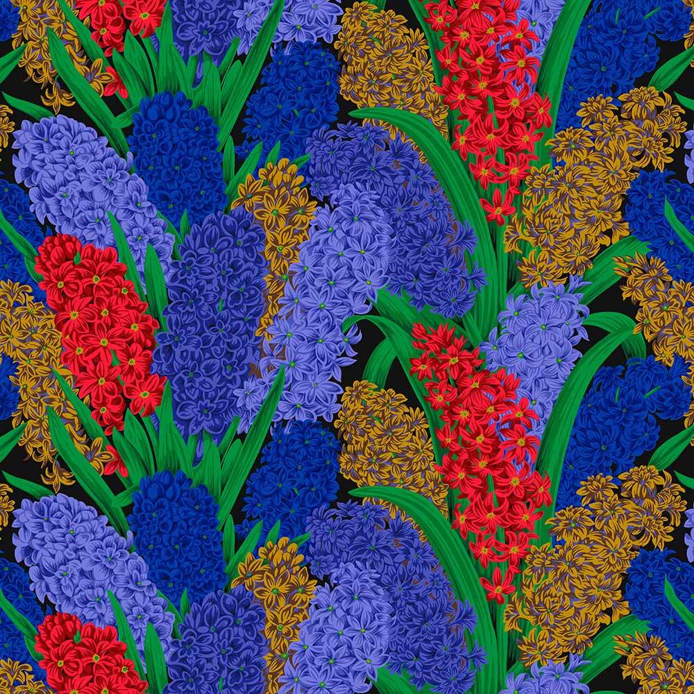FreeSpirit's Hyacinthus Blue Fabric by Philip Jacobs for the Kaffe Fassett Collective - Yardage