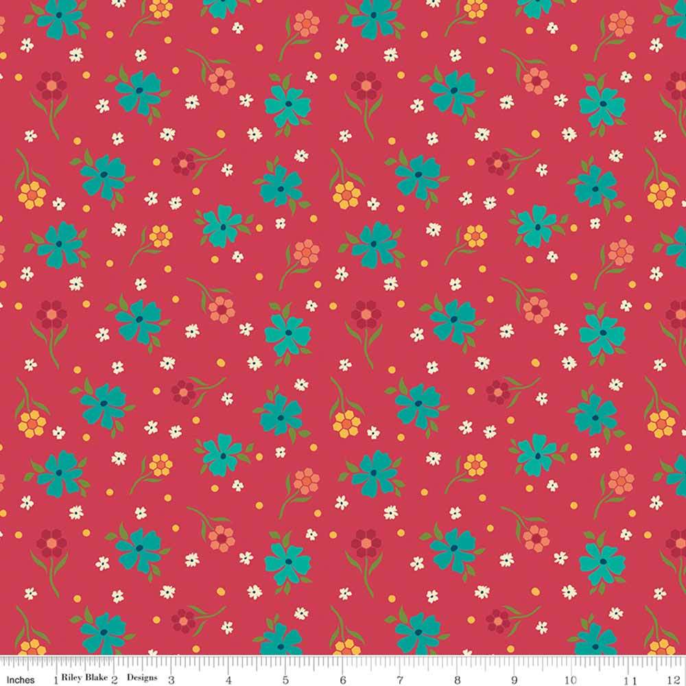 Riley Blake's Market Street by Heather Peterson - Stunning Berry Flowers Yardage