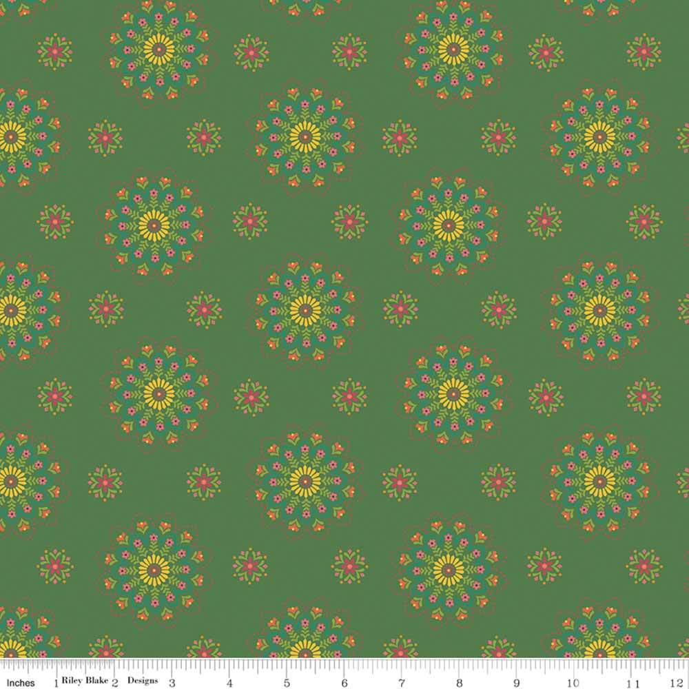 Riley Blake's Market Street Medallions in Green - Gorgeous Yardage by Heather Peterson