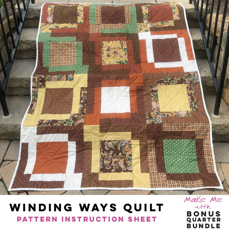 Exciting Winding Ways Quilt - 12-Piece Bonus Quarter Bundle Pattern