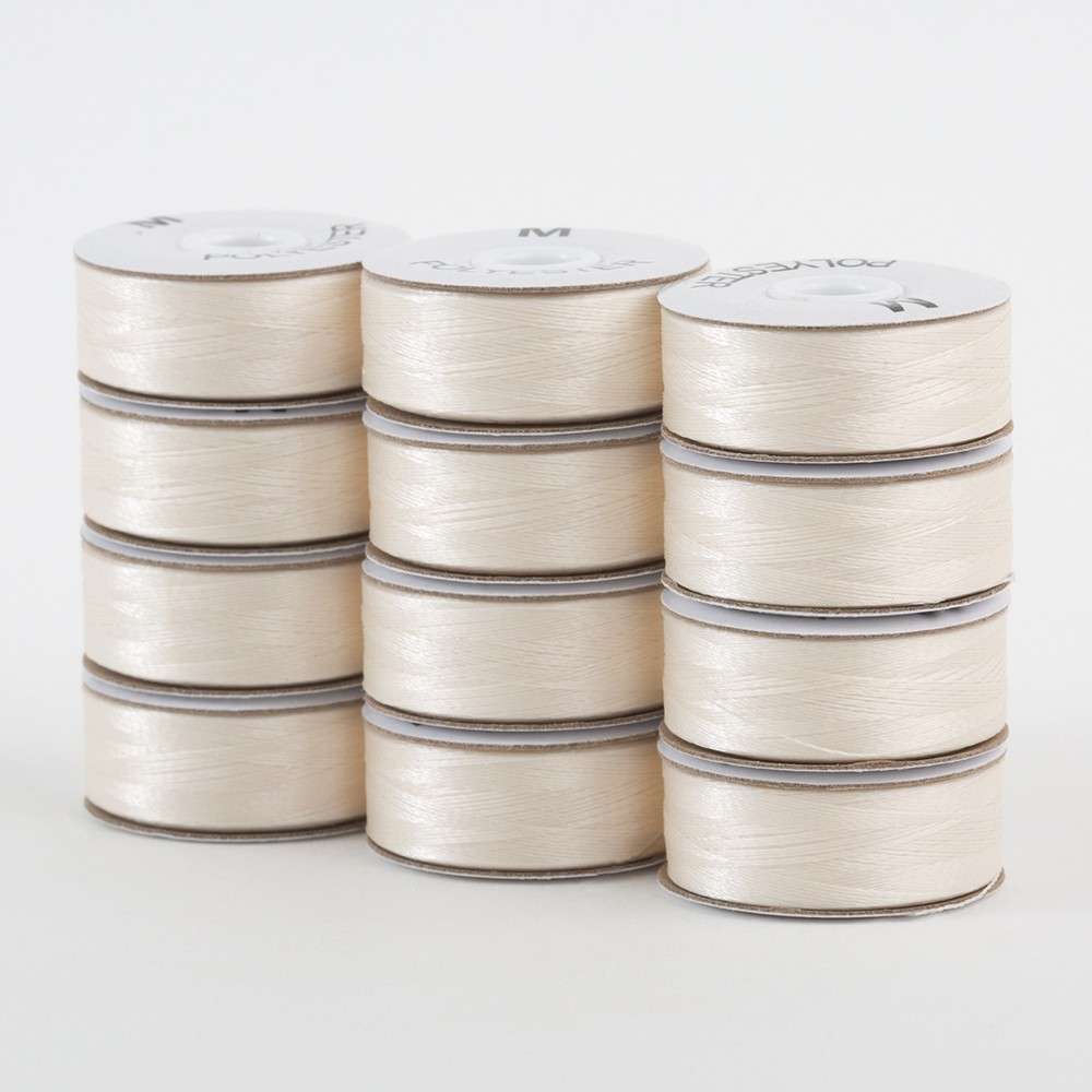 SuperBobs 12-Pack M-Style Off-White Polyester Bobbins - A Must-Have for Crafting!