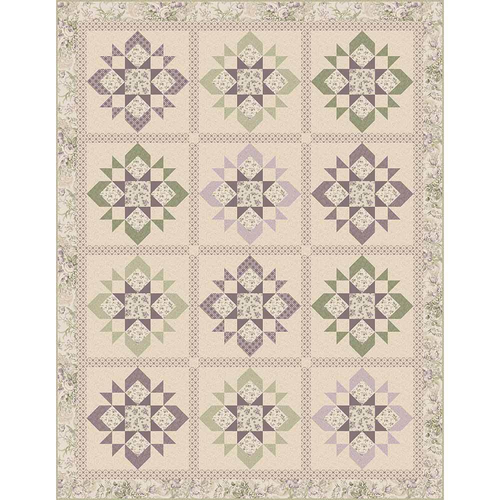 Enchanting Flower Garden Star Blocks Quilt Kit by Marcus Fabrics
