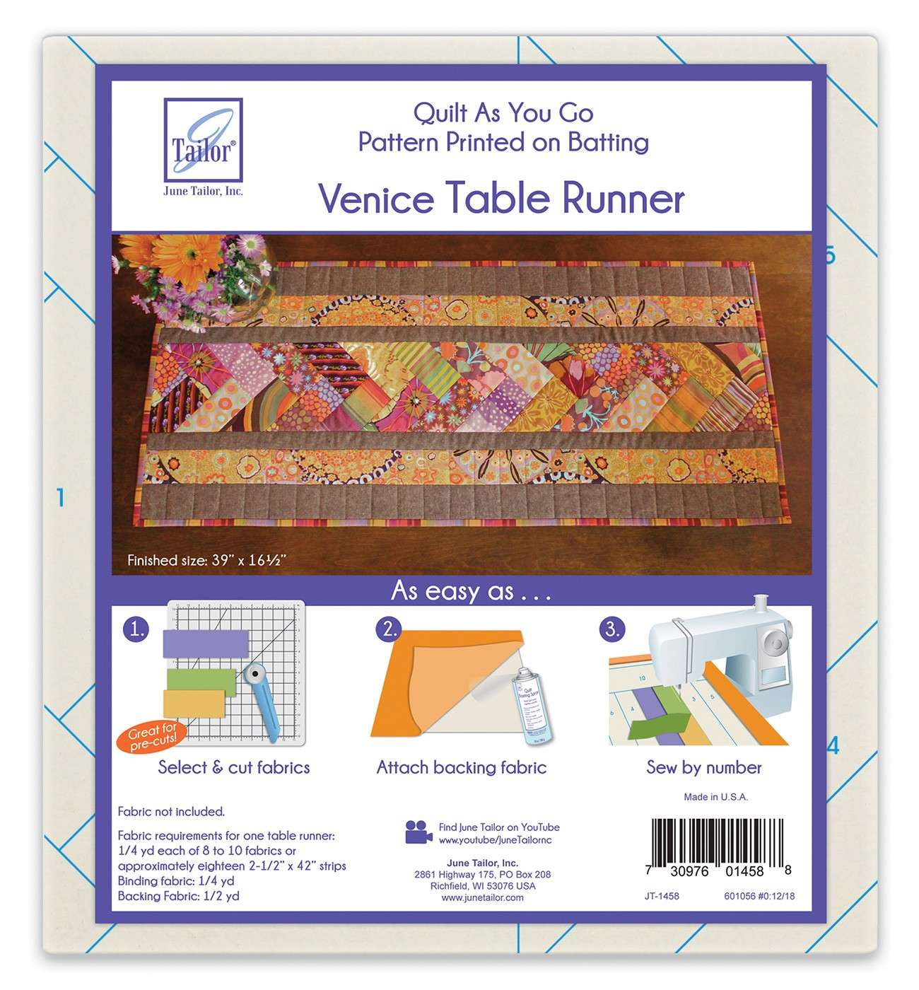 Venice Pattern Quilt As You Go Table Runner - A Must - Have!