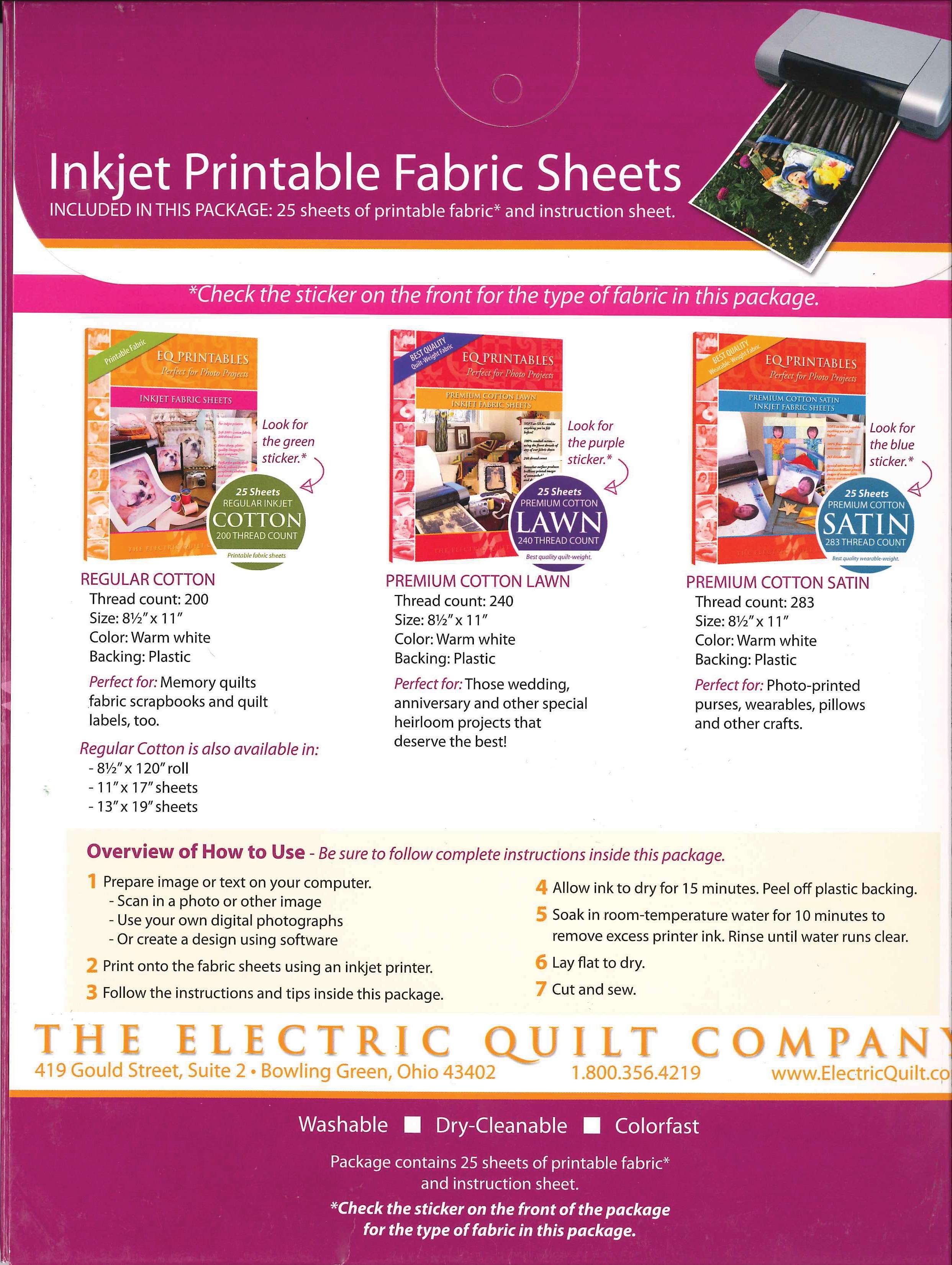 Stunning Cotton Printable Fabric Sheets - 25 Sheets per Pack