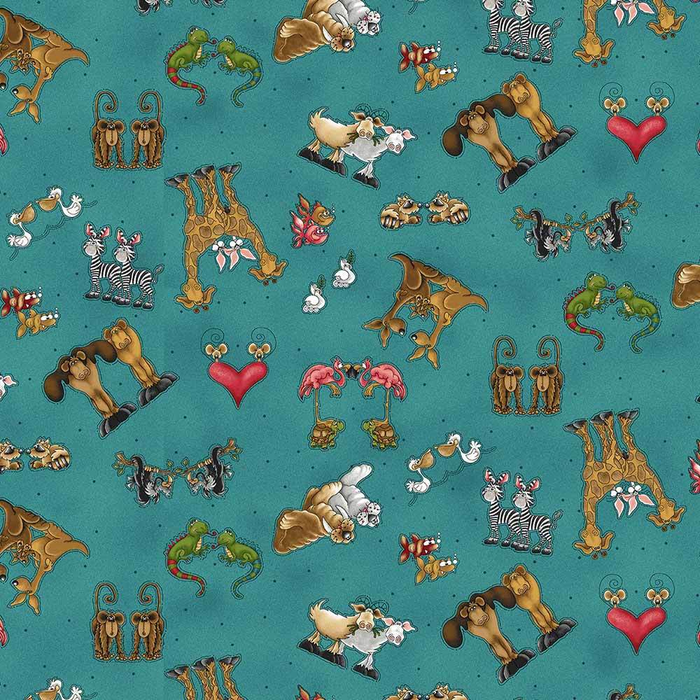 Henry Glass & Co.'s Enchanting Two by Two Tossed Characters in Blue - Yardage!