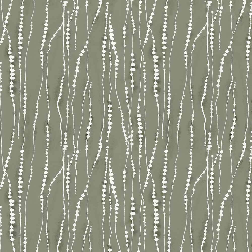 Wilmington Prints - Au Naturel by Lisa Audit: Enchanting Dotted Stripe Green Fabric by the Yard