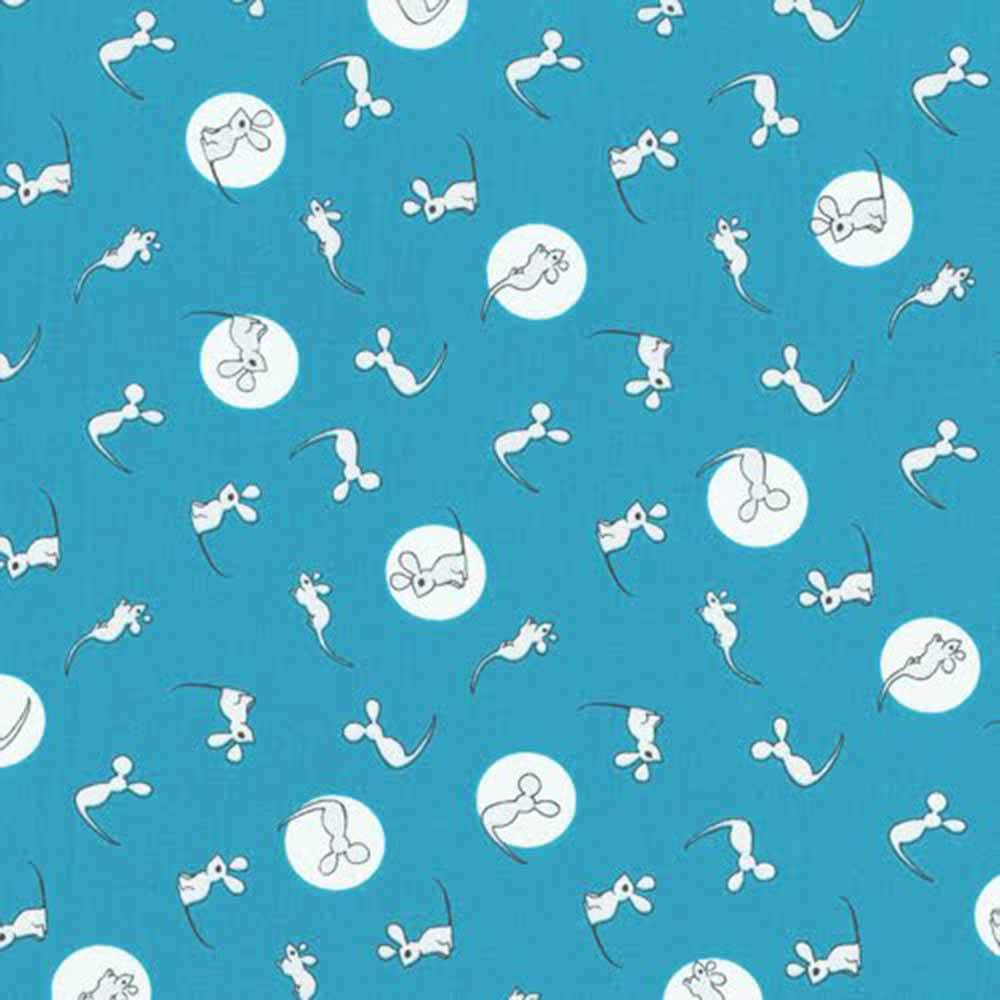 Cloud9's Goodnight Moon Fabric by Margaret Wise Brown - Blue Mouse Print Yardage