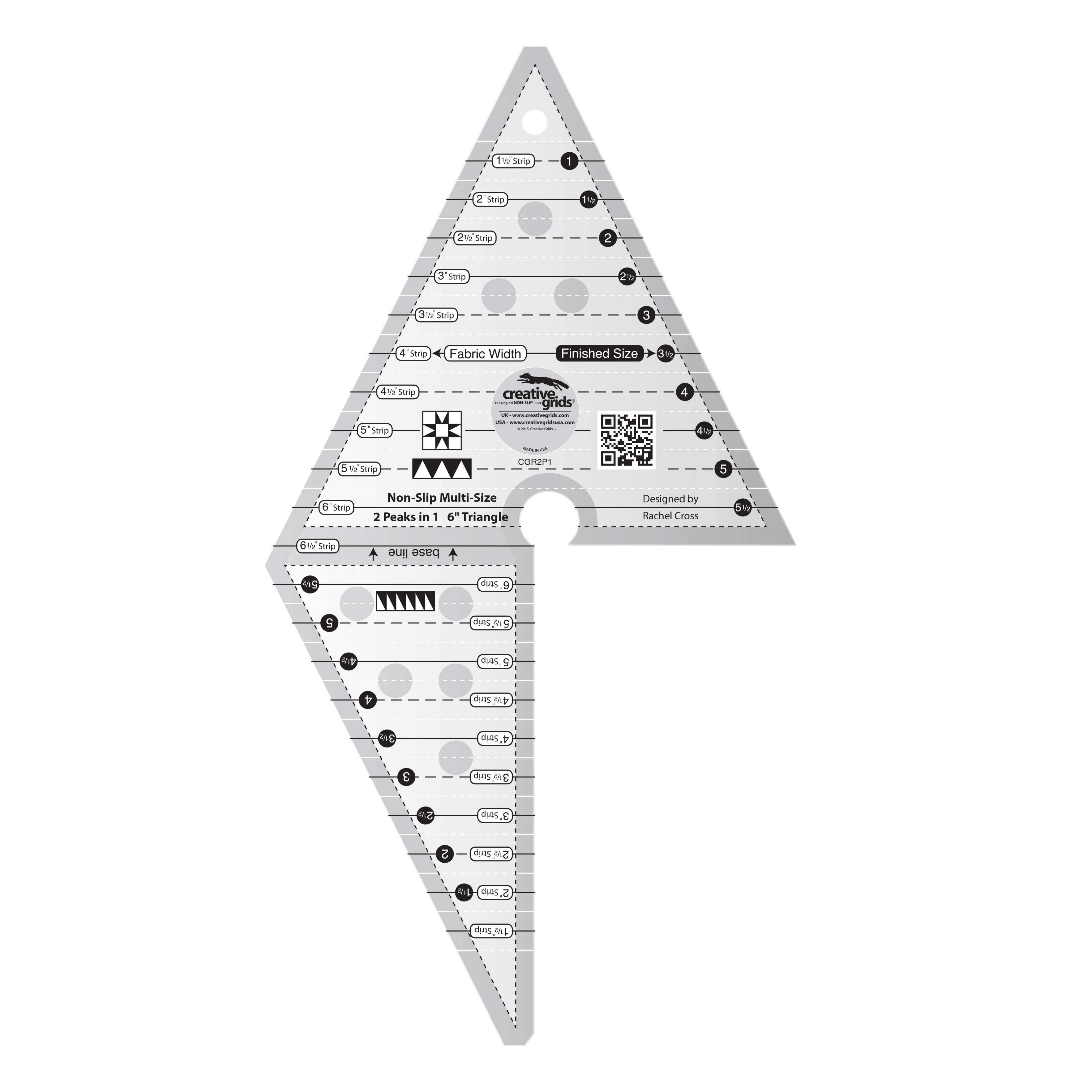 Creative Grids' Amazing Multi-Size 2 Peaks in 1 6 Triangle Ruler