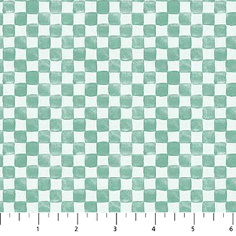 Figo's Desert Sunrise by Josephine Kimberling - Green Checkered Yardage Fabric