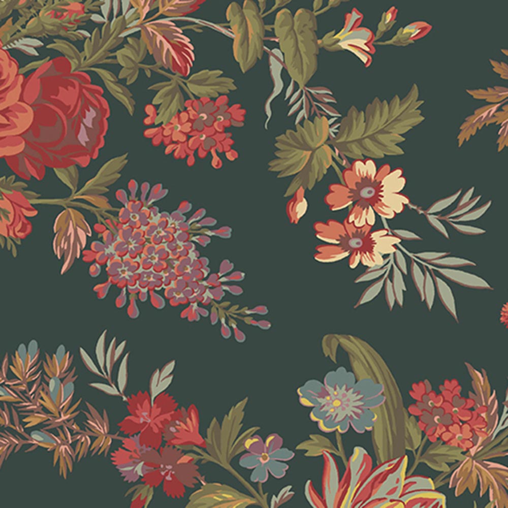 Andover Fabrics - Dark Blue Bed of Roses Laundry Basket Fabric - 108