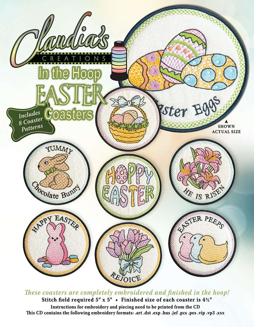 Claudia Dinnell's Enchanting In The Hoop Easter Coasters