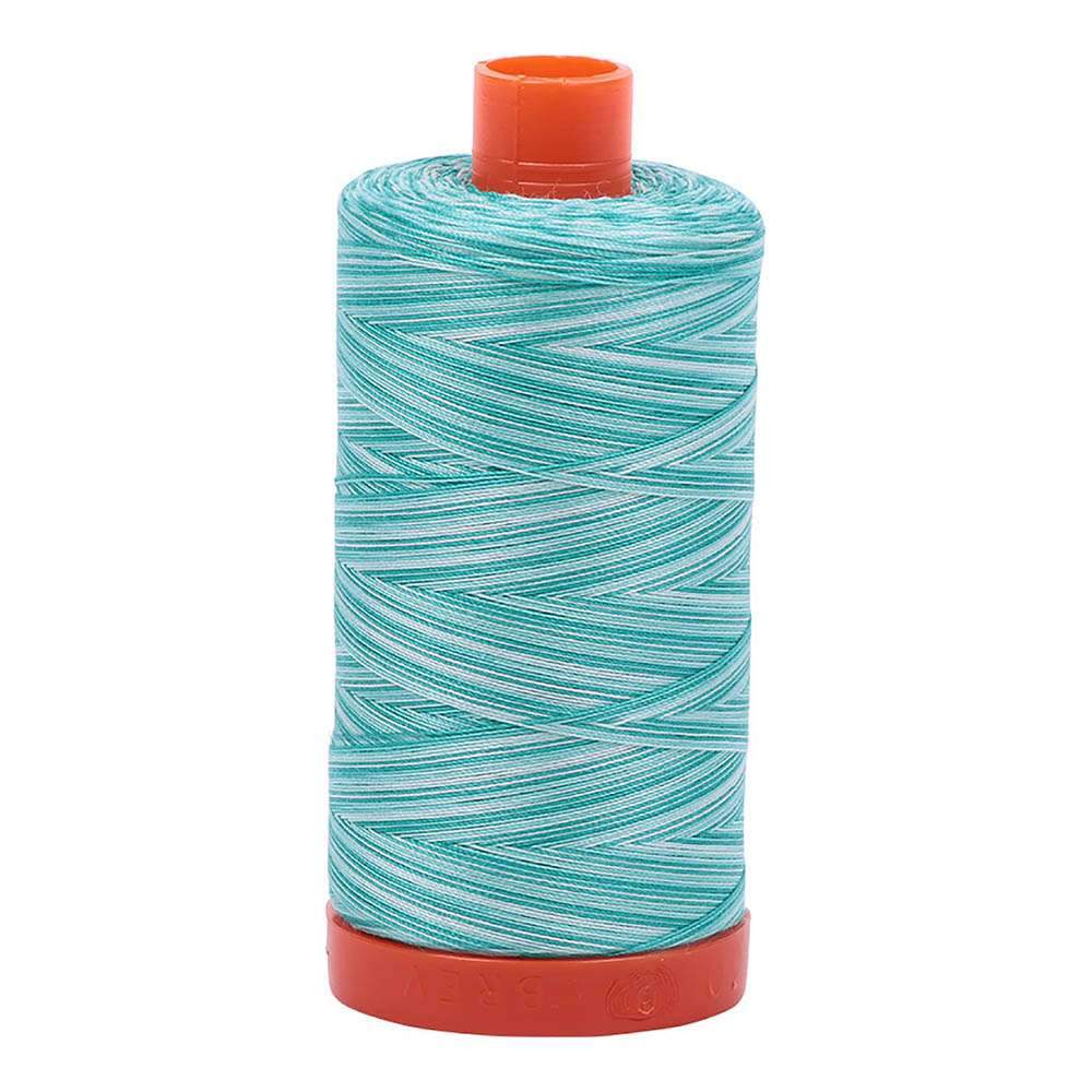 Stunning Turquoise Foam 50wt Aurifil Variegated 100% Cotton Mako Thread - Large Spool of 1,422 Yards!