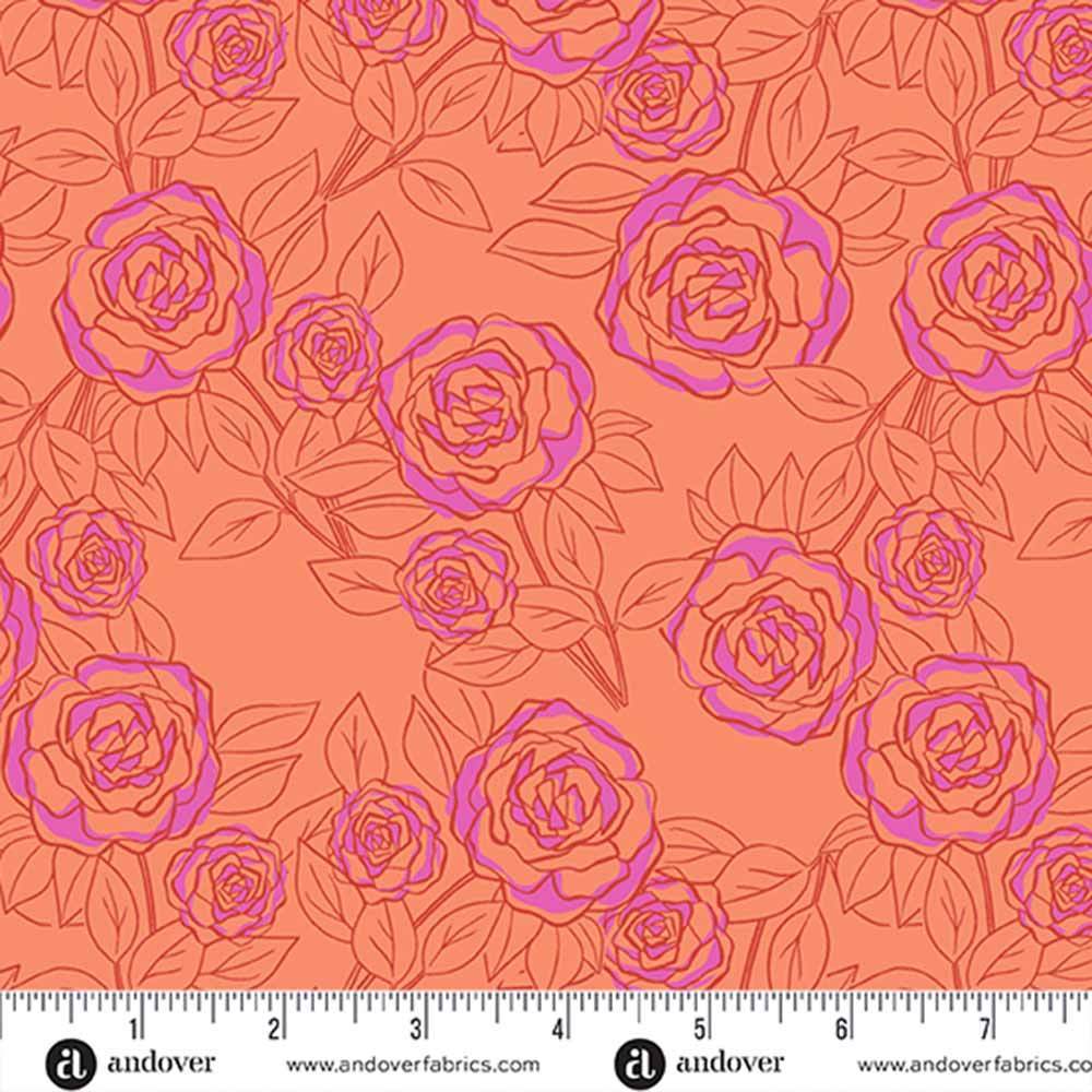 Andover Fabrics - Color Me Pretty by Stephanie Organes - Rose Bloom Coral Yardage: A Colorful Delight!