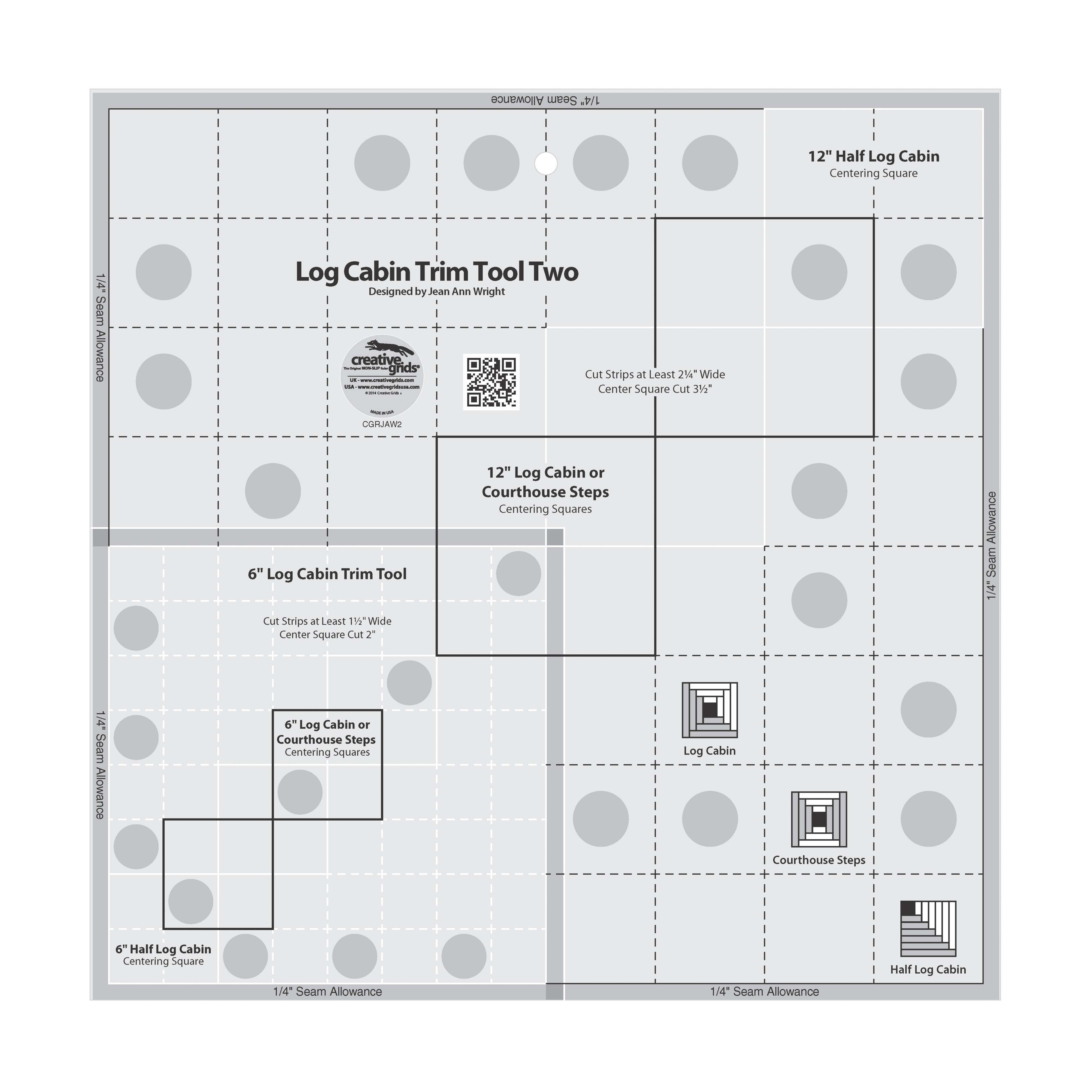 Creative Grids Log Cabin Trim Tool: 6in & 12in Blocks Quilt Ruler - Your Quilting Dream Come True!