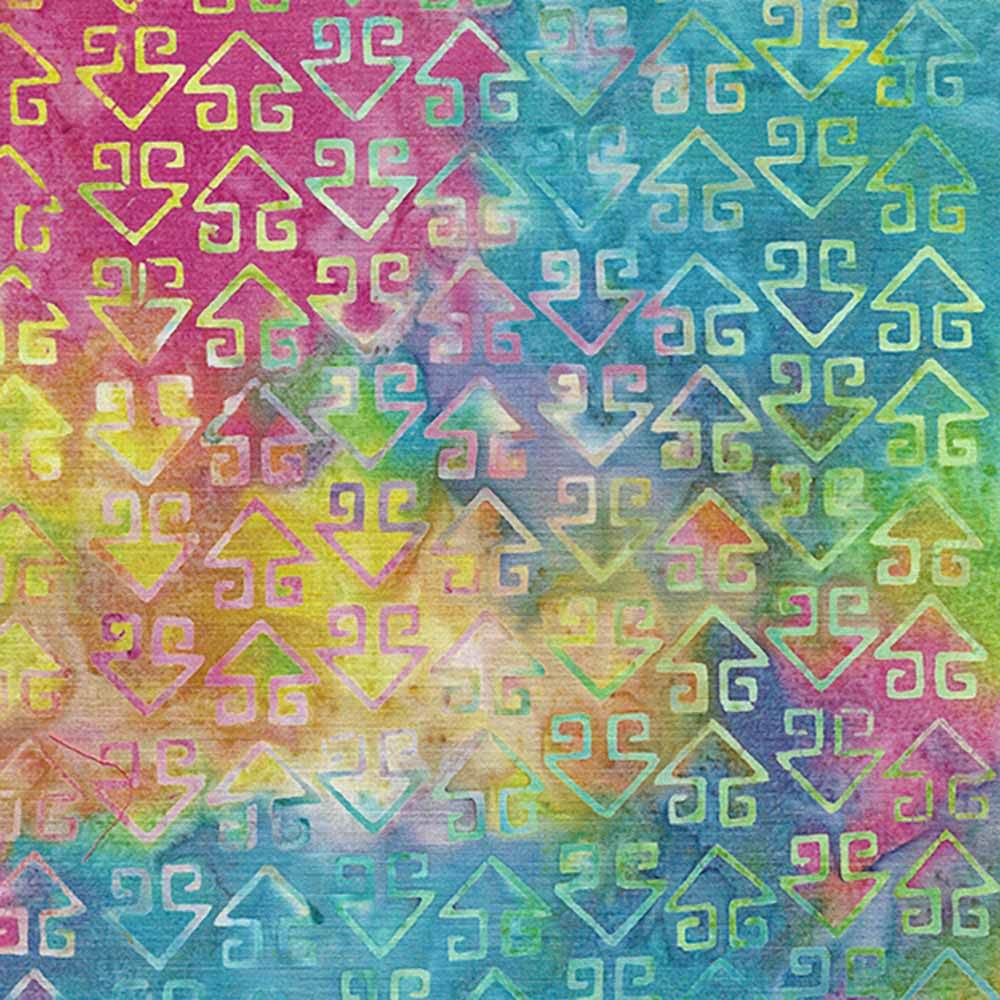 Island Batiks Geo Arrow Multi - Yellow, Pink, Blue Jellybean Yardage - Unleash Your Creativity!