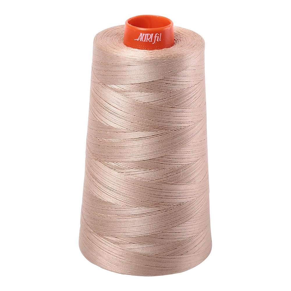 Aurifil 100% Cotton Mako Thread Cone in Sand 50wt - 6,452 Yards of Pure Sewing Bliss!