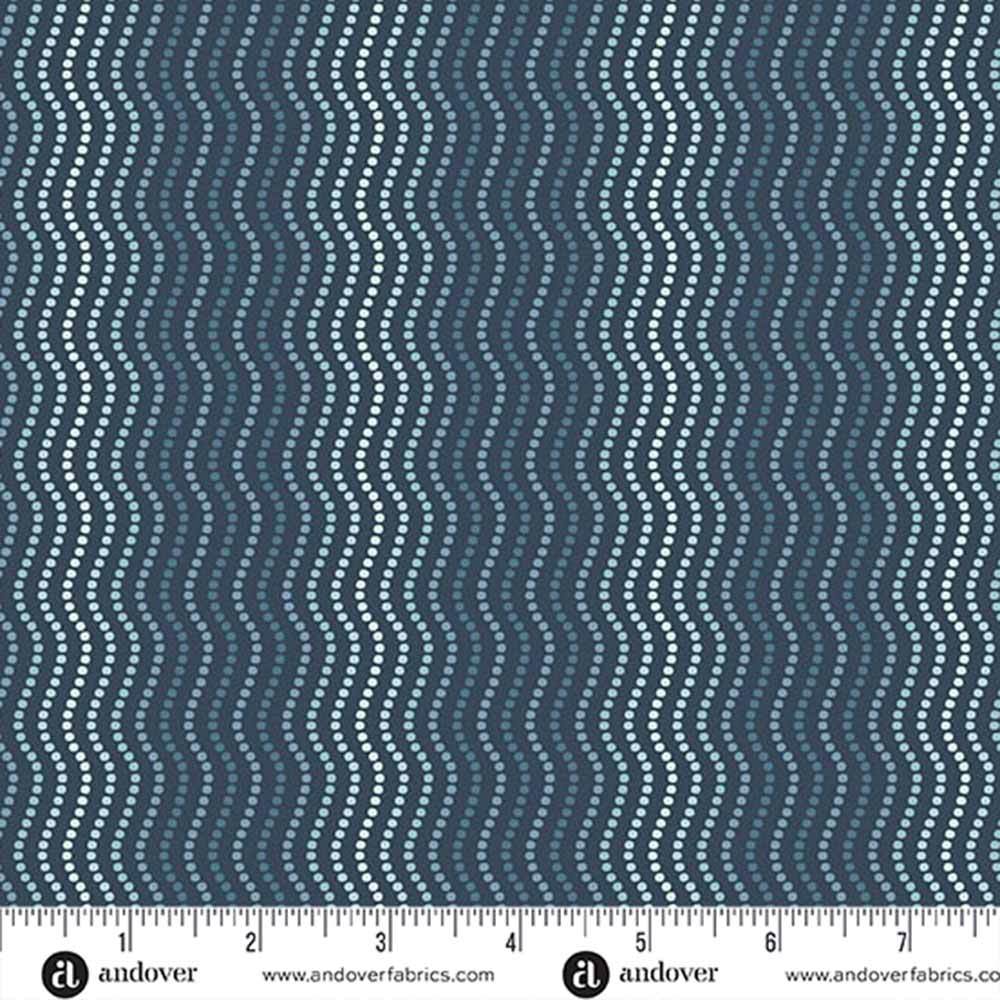Andover Fabrics - High Tide by Makower - Waves - Dark Blue Yardage: Your Coastal Escape!
