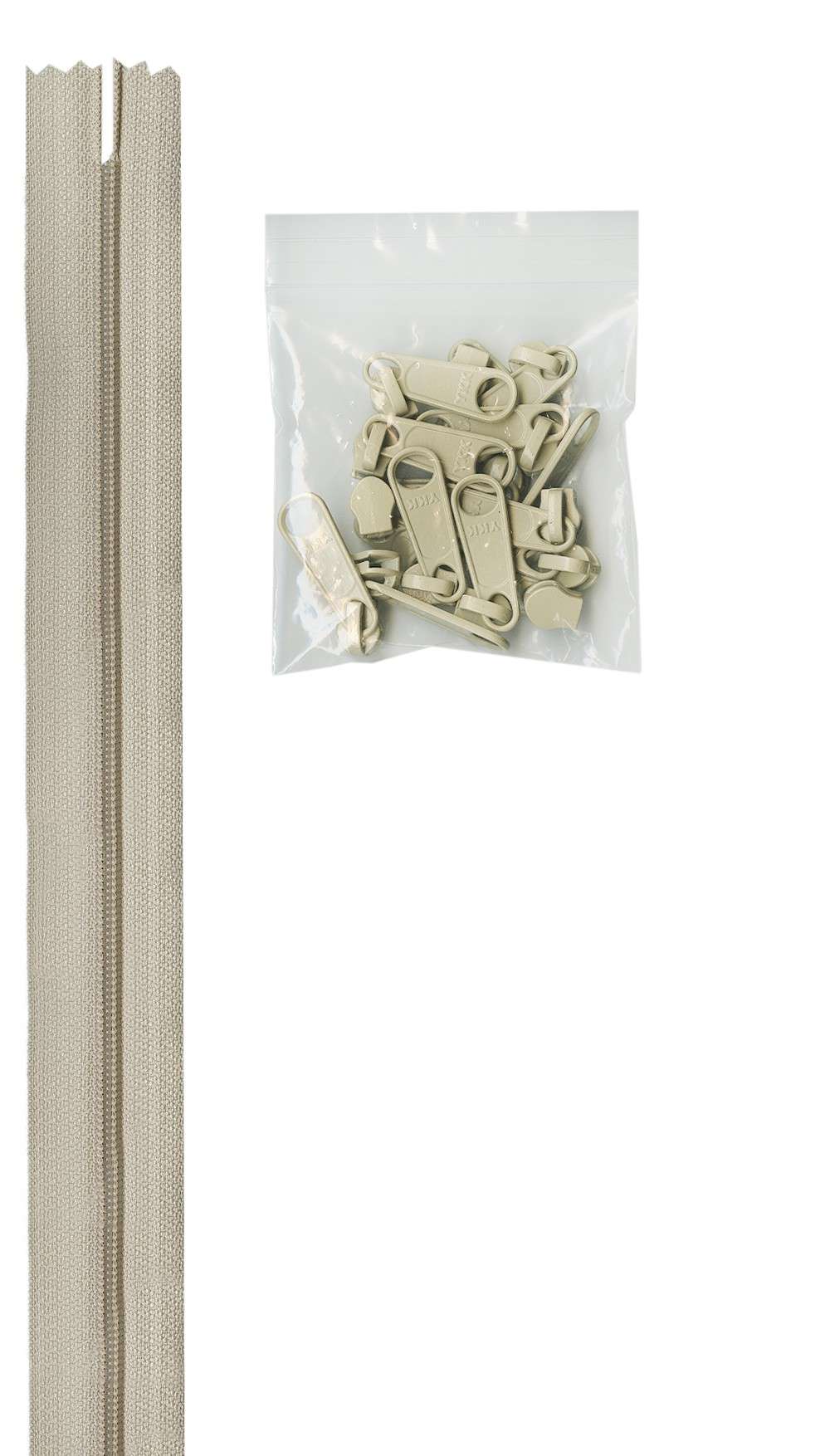 Get 4 Yards of 16mm #4.5 Natural Zipper Chain with 16 Extra-Large Coordinated Pulls!