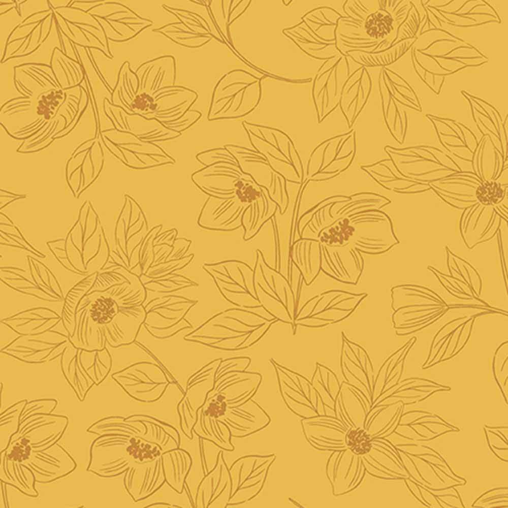 Andover Fabrics - Color Me Pretty by Stephanie Organes - Flora Mustard Yardage: A Stunning Fabric!