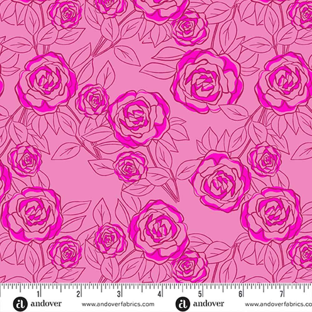 Andover Fabrics - Color Me Pretty by Stephanie Organes - Rose Bloom Yardage - Be Enchanted!