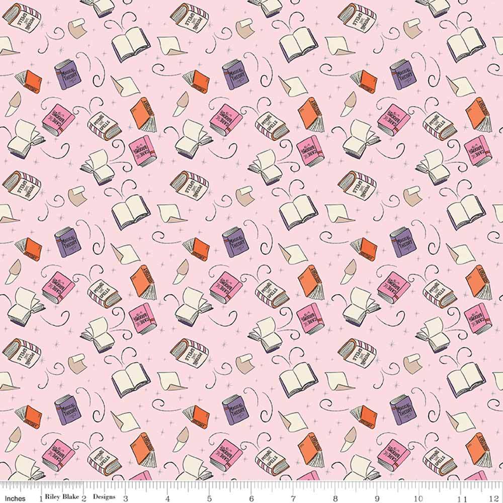 Riley Blake's Spooky Schoolhouse Pink Spellbooks Fabric - Yardage