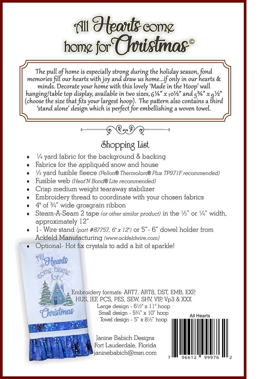 All Hearts Come Home for Christmas Table Top Display Pattern - A Festive Embellishment