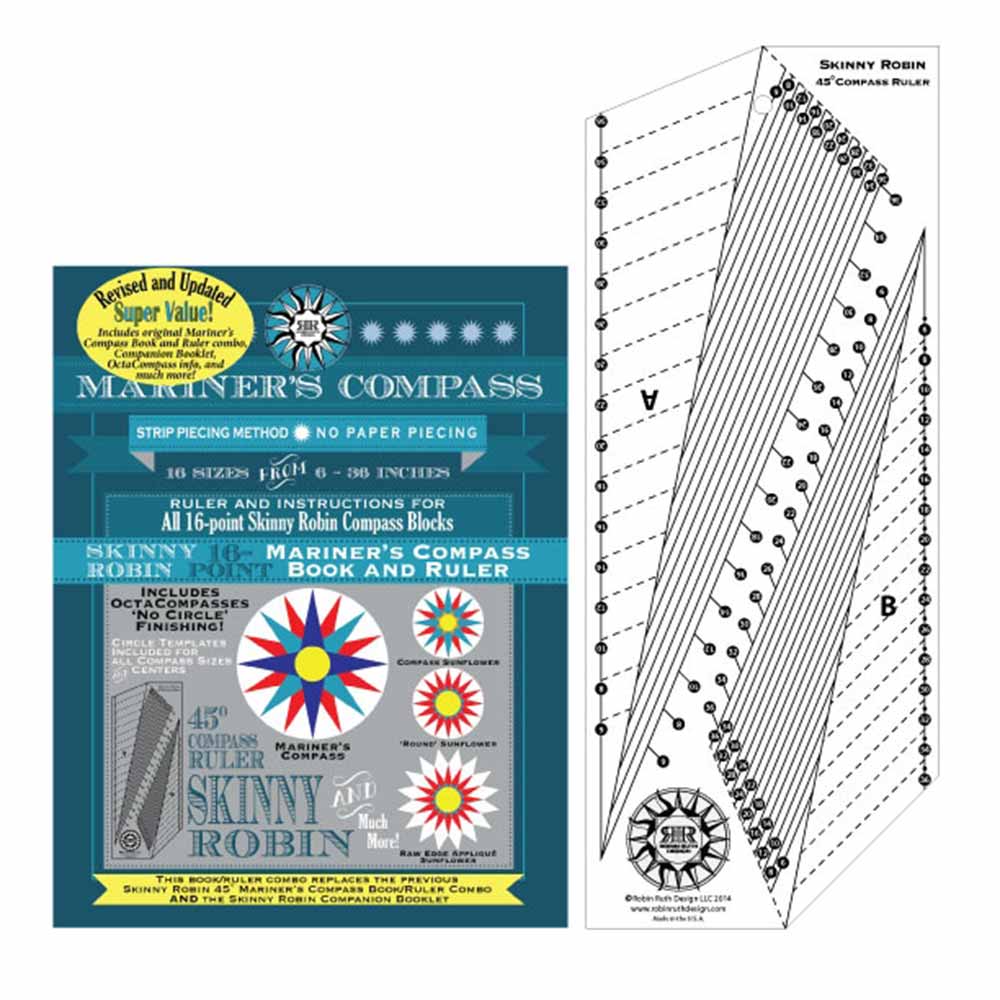 Skinny Robin 16 Point Mariner's Compass Book & Ruler Combo by Robin Ruth Designs - A Must - Have!