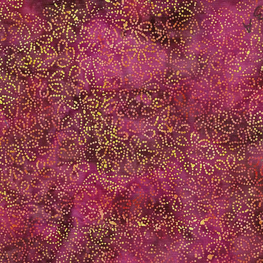 Island Batiks - Stunning Floral Dot in Red Cranberry - Yardage